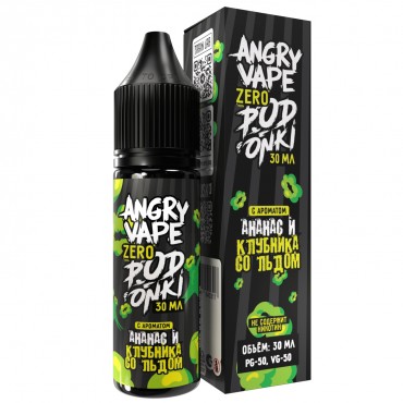 Жидкость ANGRY VAPE & PODONKI ZERO - Ананас и клубника со льдом 30 мл 0 мг  (М)