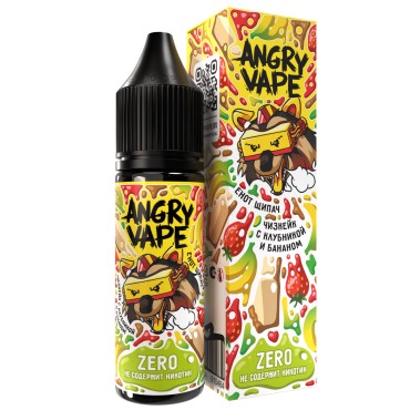 Жидкость BRUSKO - ANGRY VAPE ZERO ЕНОТ ЩИПАЧ чизкейк с клубникой и  бананом 30 мл 0 МАРКИРОВКА