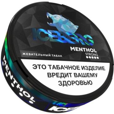 Жевательный табак ICEBERG BLACK SLIM с ароматом ментол (menthol) STRONG